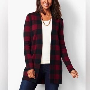 Talbots Buffalo Plaid Merino Wool Cardigan